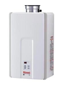 DESCRIPTION: (1) TANKLESS WATER HEATER BRAND/MODEL: RINNAI/REU-XC2737FU-US-N INFORMATION: 7.5 GPM/NATURAL GAS RETAIL$: 969.00 SIZE: 14"W X 23"H X 9"D