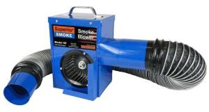 DESCRIPTION: (1) SMOKE MACHINE BRAND/MODEL: SUPERIOR SMOKE/5E INFORMATION: BLUE/180 CFM/110 VOLT/AC PLUG RETAIL$: 574.99 SIZE: 8'4"FLEXIBLE HOSE QTY: