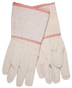 DESCRIPTION: (1) PACK OF (12) CANVAS GLOVES BRAND/MODEL: BOSS/8200 INFORMATION: GAUNTLET CUFF/COTTON/WHITE & RED STRIPE/STOCK IMAGE NOT COMPLETELY REF