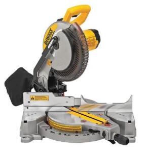 DESCRIPTION: (1) ELECTRIC COMPOUND MITER SAW BRAND/MODEL: DEWALT/DWS713 INFORMATION: 15 AMP/MAX BLADE SPEED: 5,000 RPM/CARBIDE RETAIL$: 269.95 SIZE: 1