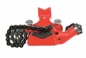 DESCRIPTION: (1) BENCH CHAIN VISE BRAND/MODEL: RIDGID/40210 INFORMATION: ORANGE/CAST-IRON/CRANK-HANDLE RETAIL$: 598.67 SIZE: 4-1/2"H [PIPE CAPACITY: 1