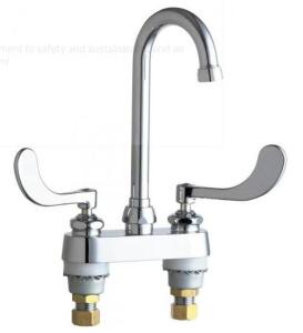 DESCRIPTION: (1) LAVATORY FAUCET BRAND/MODEL: CHICAGO FAUCETS/895--317E29VPCABCP INFORMATION: GOOSENECK/CHROME PLATE/2.2 GPM RETAIL$: 411.10 SIZE: 5-1