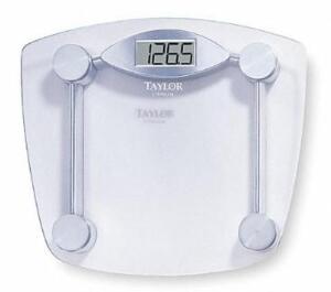 DESCRIPTION: (1) DIGITAL BATH SCALE BRAND/MODEL: TAYLOR/75064192 INFORMATION: CAPACITY: 400 LB/CLEAR/TEMPERED GLASS RETAIL$: 48.59 SIZE: 13-1/2"L X 14