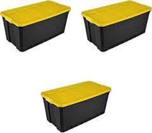 DESCRIPTION: (3) STACKER TOTE BRAND/MODEL: STERILITE INFORMATION: YELLOW RETAIL$: $26.84 EA SIZE: 50 GALLON QTY: 3