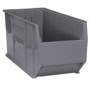 DESCRIPTION: (1) HOPPER BIN BRAND/MODEL: QUANTUM STORAGE SYSTEMS #QRB166GY INFORMATION: GREY RETAIL$: 143.1 SIZE: 17X41X16 QTY: 1