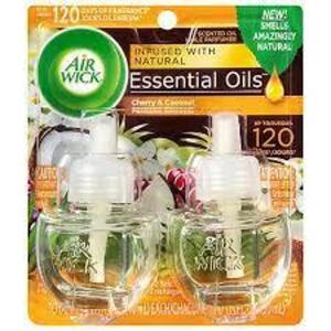 DESCRIPTION: (3) PACKS OF (2) SCENTED OIL REFILL BRAND/MODEL: AIR WICK INFORMATION: CHERRY AND COCONUT RETAIL$: $5.99 EA SIZE: 120 DAYS LASTING QTY: 3