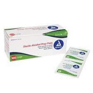 DESCRIPTION: (2) STERILE ALCOHOL PADS BRAND/MODEL: DYNAREX RETAIL$: 38.68 SIZE: 100 PADS PER BOX QTY: 2