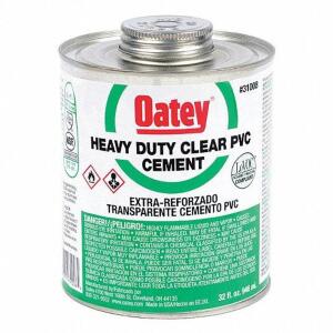 DESCRIPTION: (2) HEAVY DUTY CLEAR PVC CEMENT BRAND/MODEL: OATEY RETAIL$: 31.34 SIZE: 32 OZ QTY: 2