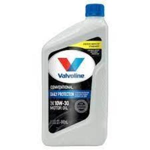 DESCRIPTION: (4) CONVENTIONAL ENGINE OIL BRAND/MODEL: VALVOLINE #1UBX2 INFORMATION: 10W-30 RETAIL$: $7.38 EA SIZE: 1 QT QTY: 4