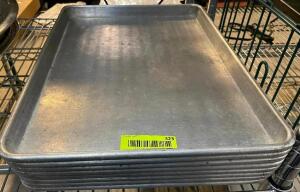 DESCRIPTION: (6) HALF SIZE SHEET PANS SIZE: HALF SIZE LOCATION: BAY 6 THIS LOT IS: SOLD BY THE PIECE QTY: 6