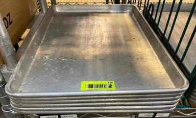 DESCRIPTION: (6) HALF SIZE SHEET PANS SIZE: HALF SIZE LOCATION: BAY 6 THIS LOT IS: SOLD BY THE PIECE QTY: 6