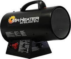 DESCRIPTION: (1) PROPANE HEATER BRAND/MODEL: MR HEATER #MH85QFAV INFORMATION: 50000-80000 BTU RETAIL$: $250.00 QTY: 1