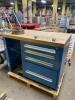 DESCRIPTION: (1) MISC INDUSTRIAL WORK DESK INFORMATION: 4-DRAWERS/2-OUTLETS/WITH LATHE CHUCK SIZE: 30"D X 48"W X 35-1/2"H QTY: 1