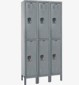 DESCRIPTION: (1) PREMINUM LOCKERS BRAND/MODEL: HALLOWELL/HAL-U3228-2 INFORMATION: DARK GRAY/2-TIER/6-OPENINGS RETAIL$: 1,281.17 SIZE: 36"W X 78"H X 15