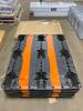 DESCRIPTION: (1) PLASTIC PALLET BRAND/MODEL: FORMALL/T-3047-1 INFORMATION: BLACK & ORANGE/THERMOFORMED RETAIL$: 72.00 EACH SIZE: 47" X 40" X 6"H QTY: - 4