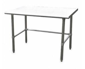 DESCRIPTION: (1) FIXED HEIGHT WORK TABLE BRAND/MODEL: GRAINGER/4UEJ3 INFORMATION: STAINLESS STEEL/LOAD CAPACITY: 600LBS RETAIL$: 576.08 SIZE: 34-1/2"H