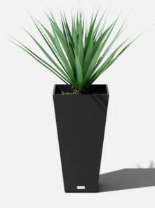 DESCRIPTION: (2) PLASTIC TALL SQUARE PLANTER BRAND/MODEL: VERADEK/MV32B-2PK INFORMATION: BLACK/FROST RESISTANT RETAIL$: 70.00 EACH SIZE: 30"H X 15.25"