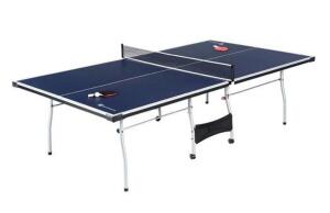 DESCRIPTION: (1) TABLE TENNIS TABLE BRAND/MODEL: MD SPORTS/TTT415_027M INFORMATION: BLUE & WHITE/4-PIECES RETAIL$: 339.99 SIZE: 60"W X 30"H X 108"L QT