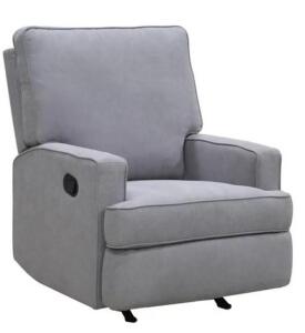 DESCRIPTION: (1) SALMA ROCKING RECLINER BRAND/MODEL: BABY RELAX/DL80511-GR INFORMATION: GRAY/T-CUSHION RETAIL$: 269.99 SIZE: 32"L X 36"W X 39.3"H QTY: