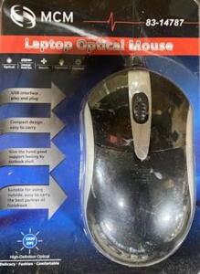 DESCRIPTION: (5) LAPTOP OPTICAL MOUSE BRAND/MODEL: MCM/83-14787 INFORMATION: BLACK & SILVER/RETRACTABLE WIRE RETAIL$: 10.99 EACH QTY: 5