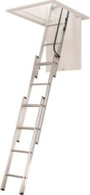 DESCRIPTION: (1) ALUMINUM ATTIC LADDER BRAND/MODEL: WERNER/AA1510B INFORMATION: SILVER/LOAD CAPACITY: 250 LBS, LADDER ONLY, NO HATCH INCLUDED RETAIL$: