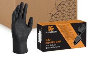 DESCRIPTION: (5) PACKS OF (90) NITRILE GLOVES BRAND/MODEL: KLEENGUARD/49279 INFORMATION: BLACK/FULLY TEXTURED RETAIL$: 47.69 PER PK OF 90 SIZE: 2XL QT