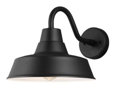 DESCRIPTION: (2) BARN LANTERN LIGHT BRAND/MODEL: SEA GULL/8637401-12 INFORMATION: BLACK/WALL MOUNT RETAIL$: 86.99 EACH SIZE: 17.12"D X 10.62"H X 12"W