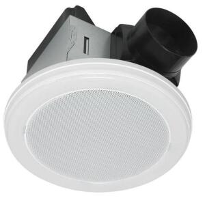 DESCRIPTION: (1) BATHROOM EXHAUST FAN BRAND/MODEL: HOMEWERKS/7130-18-BT INFORMATION: WHITE/BLUETOOTH SPEAKER/LED LIGHT RETAIL$: 93.00 SIZE: 7.5"L X 10