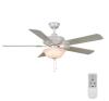 DESCRIPTION: (1) CEILING FAN BRAND/MODEL: HAMPTON BAY/AL420-MWH INFORMATION: WHITE & BLEACHED OAK/WITH LIGHT RETAIL$: 144.94 SIZE: 18.2"H X 52"D X 52"