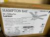 DESCRIPTION: (1) CEILING FAN BRAND/MODEL: HAMPTON BAY/AL420-MWH INFORMATION: WHITE & BLEACHED OAK/WITH LIGHT RETAIL$: 144.94 SIZE: 18.2"H X 52"D X 52" - 2