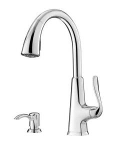 DESCRIPTION: (1) SPRAYER KITCHEN FAUCET BRAND/MODEL: PIFISTER/F-539-7PDC INFORMATION: POLISHED CHROME/PULL-DOWN SPRAYER/SOAP DISPENSER RETAIL$: 175.00