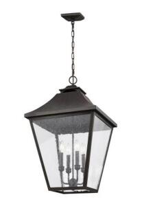 DESCRIPTION: (1) OUTDOOR HANGING LANTERN BRAND/MODEL: GENERATION LIGHTING/OL14408SBL INFORMATION: SABLE FINISH/BULB SHAPE: TORPEDO (NOT INCLUDED) RETA