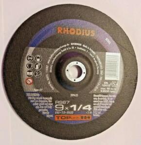 DESCRIPTION: (10) GRINDING WHEELS BRAND/MODEL: RHODIUS/RS57 INFORMATION: FOR USE WITH: STEEL RETAIL$: 17.00 EACH SIZE: 9 X 1/4" QTY: 10