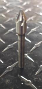 DESCRIPTION: (1) SOLID CARBIDE COUNTER SINK BRAND/MODEL: HERTEL 02389617 RETAIL$: $52.11 SIZE: 3/8" HEAD DIA ,1/4" SD QTY: 1