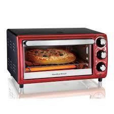 DESCRIPTION: (1) TOASTER OVEN BRAND/MODEL: HAMILTON BEACH #31146 INFORMATION: RED RETAIL$: $40.00 EA SIZE: 16.50 x 13.00 x 9.70 QTY: 1