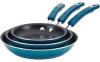 DESCRIPTION: (3) ALUMINUM NONSTICK SKILLET SET BRAND/MODEL: RACHAEL RAY INFORMATION: BLUE RETAIL$: $80.00 TOTAL SIZE: 7-1/2 9-1/4 11" QTY: 3