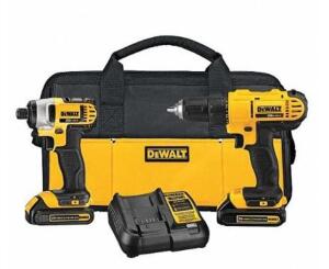 DESCRIPTION: (1) CORDLESS COMBINATION KIT BRAND/MODEL: DEWALT/DCK240C2 INFORMATION: TORQUE RANGE: 1,400 IN-LB/INCLUDES BOTH BATTERIES & CHARGER RETAIL
