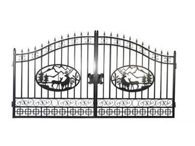 14' DUAL SWING WROUGHT IRON ENTRANCE GATE