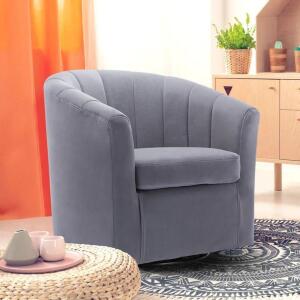 BARRENTINE 30.3'' WIDE VELVET SWIVEL BARREL CHAIR