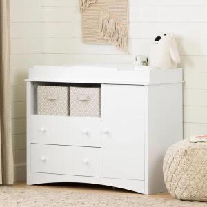 PURE WHITE PEEK-A-BOO CHANGING TABLE DRESSER