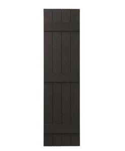 15 IN. X 55 IN. POLYPROPYLENE 4-BOARD CLOSED BOARD AND BATTEN SHUTTERS PAIR IN BROWN