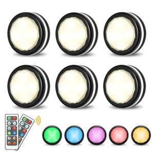 WIRELESS RGB 6-LIGHT LED UNDER CABINET PUCK LIGHT (SET OF 6)