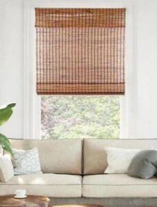 (2) - PREMIUM TRUE-TO-SIZE BROWN BEAVER CORDLESS LIGHT FILTERING NATURAL WOVEN BAMBOO ROMAN SHADE 39 IN. W X 64 IN. L