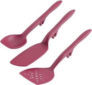 RACHAEL RAY 3-PIECE LAZY TOOL NYLON SLOTTED TURNER SET, BURGUNDY