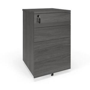 COMMERCIAL-GRADE 15.5"W X 25.6"H MOBILE WOODEN PEDESTAL, FILING CABINET, GRAY WOODGRAIN