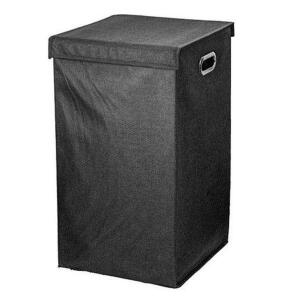 COLLAPSIBLE LAUNDRY HAMPER BLACK, 25.5"X15"