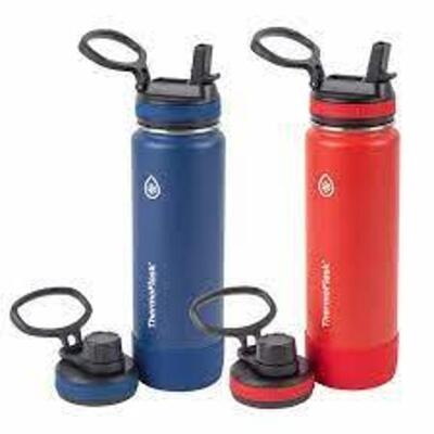 DESCRIPTION: (1) SET OF (2) THERMOFLASK BRAND/MODEL: COLMAN INFORMATION: WHITE AND BLUE RETAIL$: $40.00 EA SIZE: 40 OZ QTY: 1