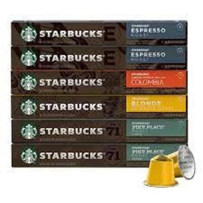 DESCRIPTION: (1) VARIETY PACK OF NESPRESSO BRAND/MODEL: STARBUCKS RETAIL$: $60.00 EA SIZE: VARIETY PACK QTY: 1