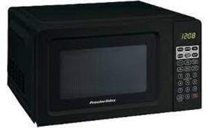 DESCRIPTION: (1) COUNTERTOP MICROWAVE BRAND/MODEL: PROCTOR SILEX # PS-P70T20AL-V1B INFORMATION: BLACK RETAIL$: $55.88 SIZE: 0.7 CU IN QTY: 1