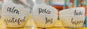 DESCRIPTION: (1) 6 PIECE BOWL SET WITH INSPIRATIONAL WORDS BRAND/MODEL: SIGNATURE CERAMIC #1518455 RETAIL$: $30.00 EA QTY: 1